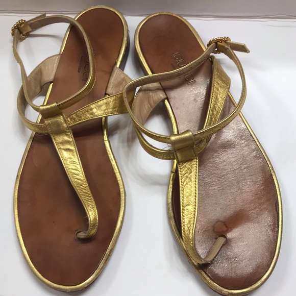 gucci gold sandals